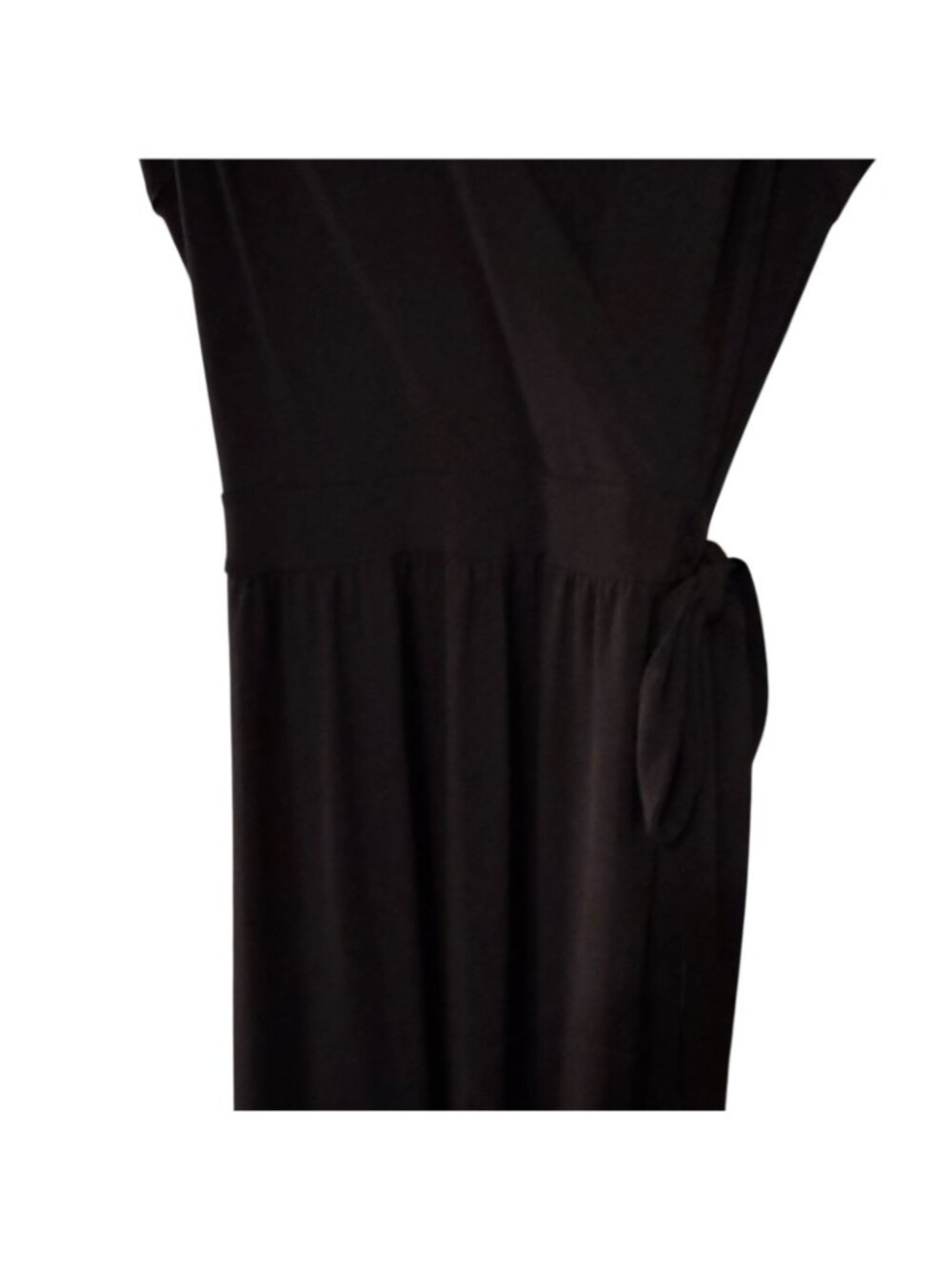 Balletcore Sleeveless Black Dress Women's M Faux Wrap Fit & Flare Minimalist - Picture 6 of 16